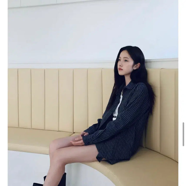 [BUNJANG] Nearwear Unusually Mate Stripe Shirt Navy S / 니어웨어 언유즈얼리 메이트 스트라이프 셔츠 네이비 S