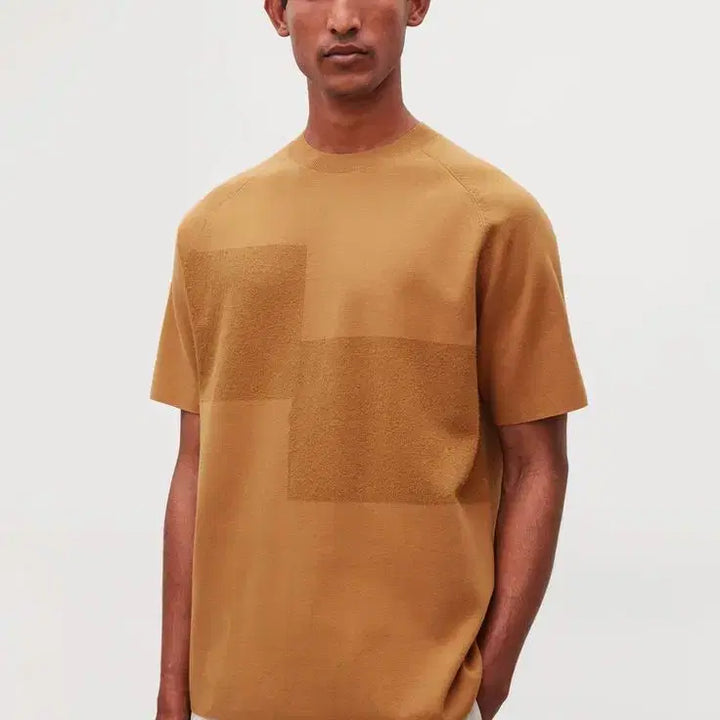 [BUNJANG] COS Textured V-Neck Knit Short Sleeve T-Shirt / COS 코스 텍스처드 베색 니트 반팔 티셔츠