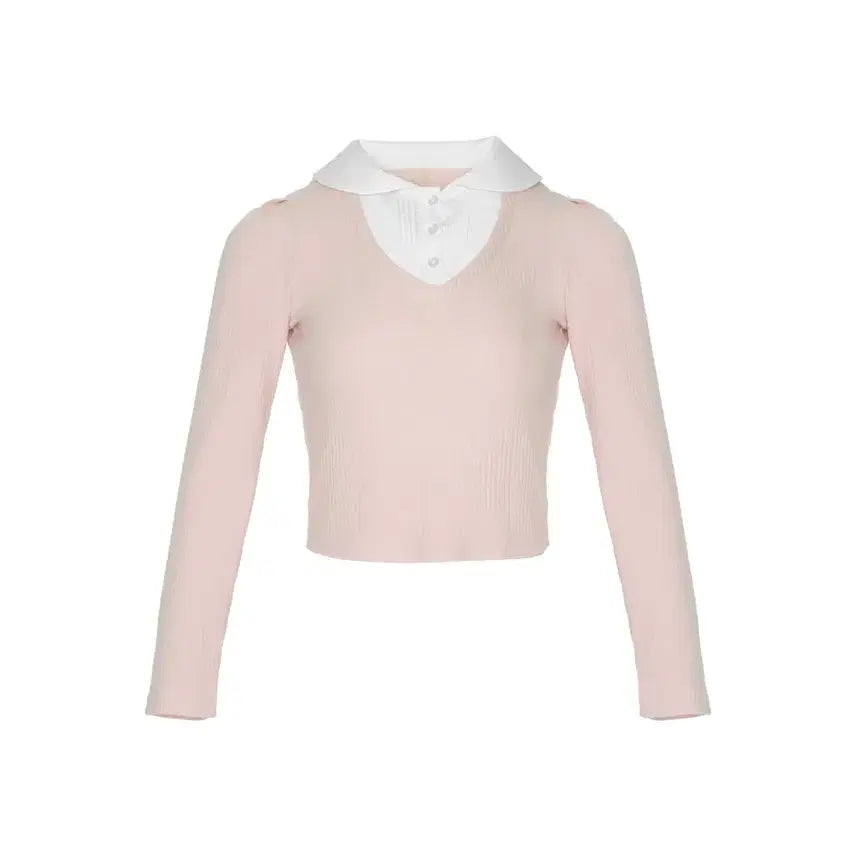 [BUNJANG] Whispery Petite Layered Blouse Pink / 위스페이리 쁘띠 레이어드 블라우스 핑크