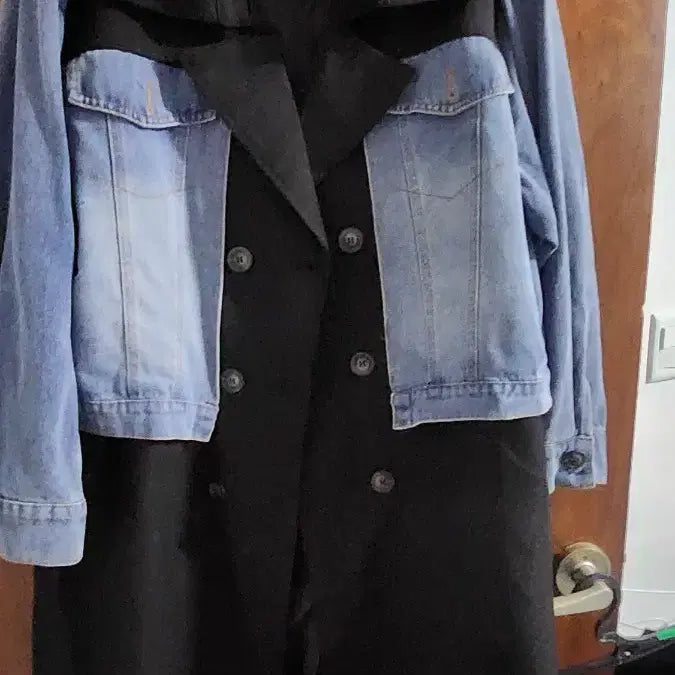 [BUNJANG] Denim Layered Long Coat / 데님레이어드롱코트