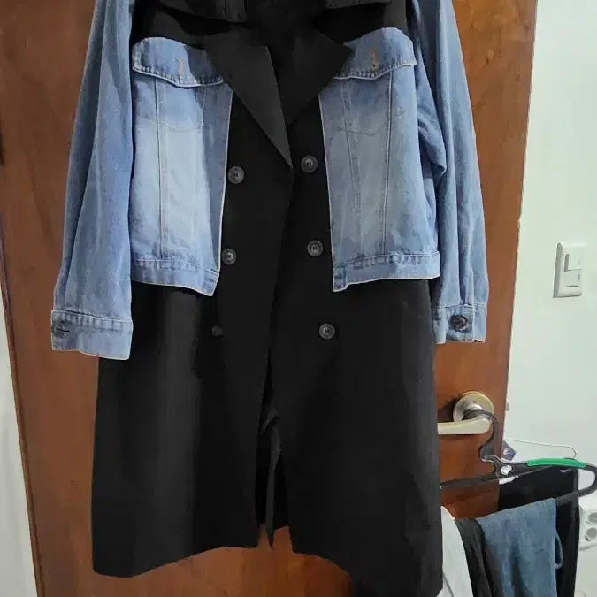 [BUNJANG] Denim Layered Long Coat / 데님레이어드롱코트