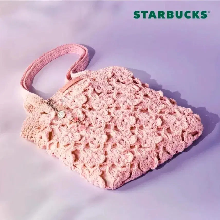 [BUNJANG] Starbucks Blooming Flower Knit Bag / 스타벅스 블루밍 플라워 니트 백