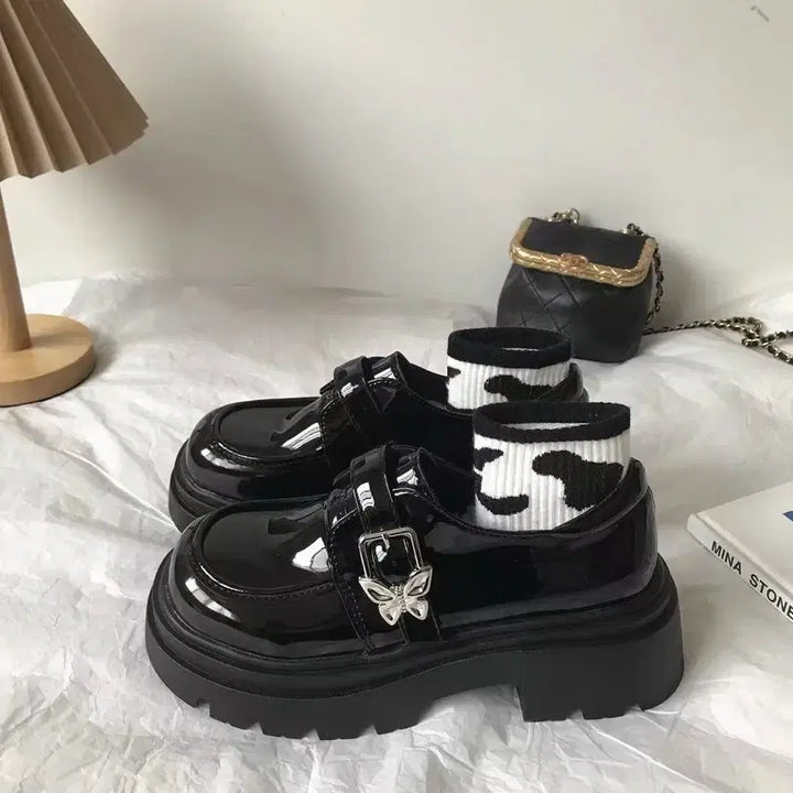 [BUNJANG] Subculture Black Glossy Mary Jane Shoes / 서브컬처 블랙 글로시 메리제인 슈즈 캐주얼 데일리 구두