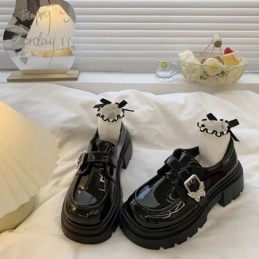 [BUNJANG] Subculture Black Glossy Mary Jane Shoes / 서브컬처 블랙 글로시 메리제인 슈즈 캐주얼 데일리 구두