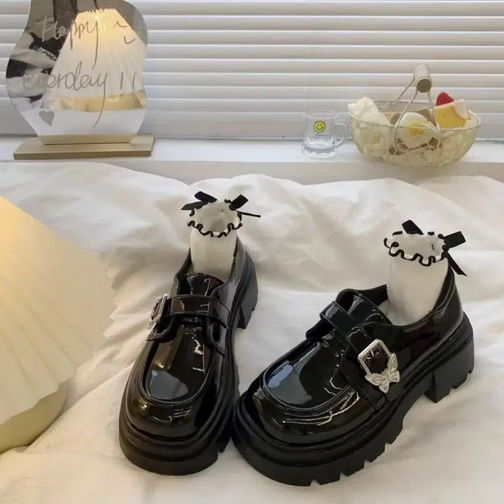[BUNJANG] Subculture Black Glossy Mary Jane Shoes / 서브컬처 블랙 글로시 메리제인 슈즈 캐주얼 데일리 구두