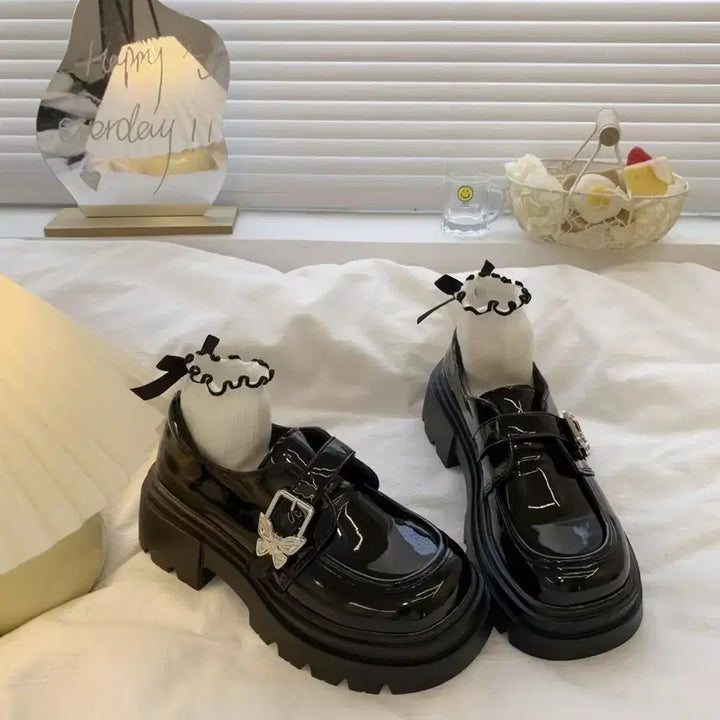 [BUNJANG] Subculture Black Glossy Mary Jane Shoes / 서브컬처 블랙 글로시 메리제인 슈즈 캐주얼 데일리 구두