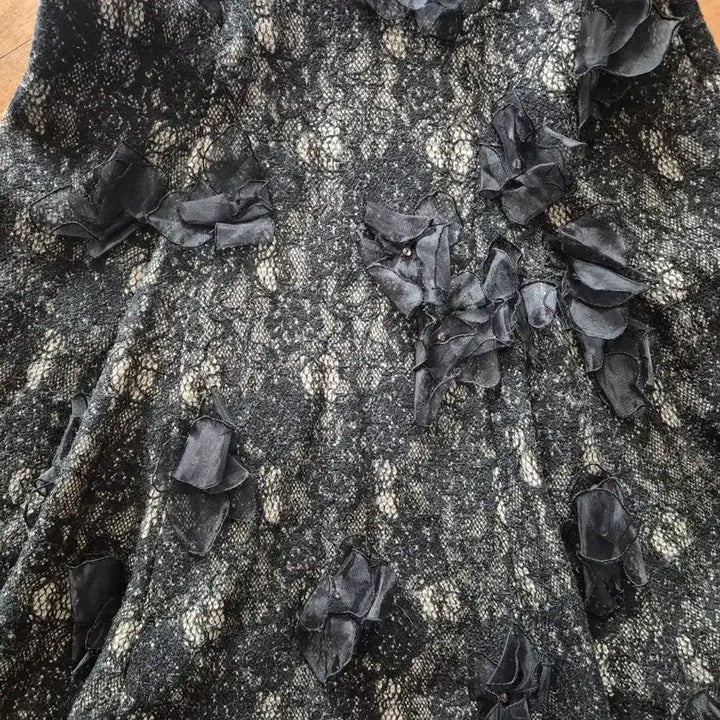 [BUNJANG] Obze Black Lace Flower Dress / 오브제 블랙 레이스 플라워 원피스(0사이즈)