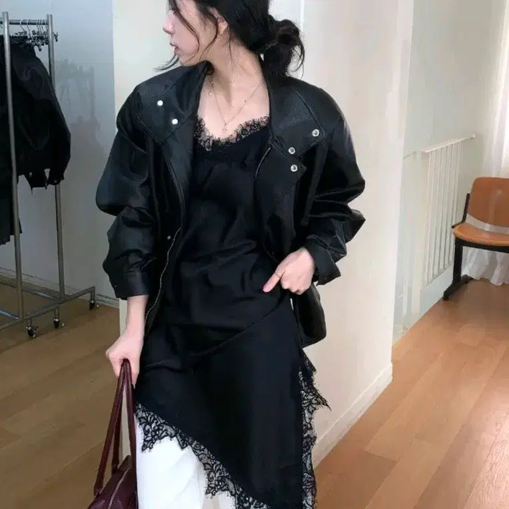 [BUNJANG] 하이원스 베를린 하이넥 버튼 레더자켓 / 하이원스 베를린 하이넥 버튼 레더자켓