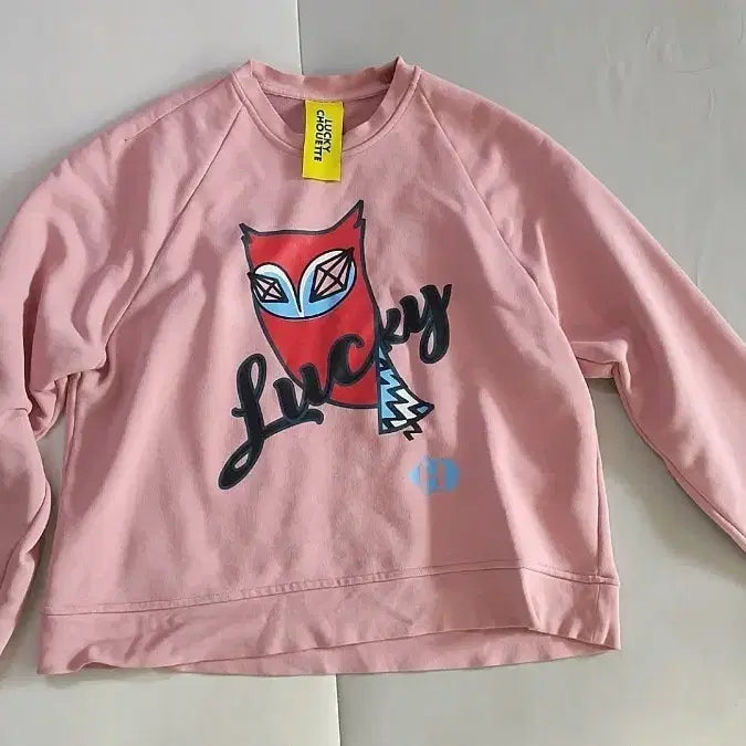 [BUNJANG] Lucky Chouette Pink Sweatshirt / 최종가격내림)럭키슈에뜨 핑크 맨투맨 티셔츠