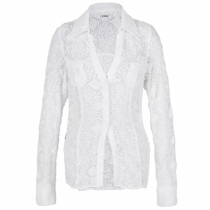 [BUNJANG] Cerric 세릭 RUFFLE LACE SHIRT 레이스셔츠 openyy / Cerric 세릭 RUFFLE LACE SHIRT 레이스셔츠 openyy