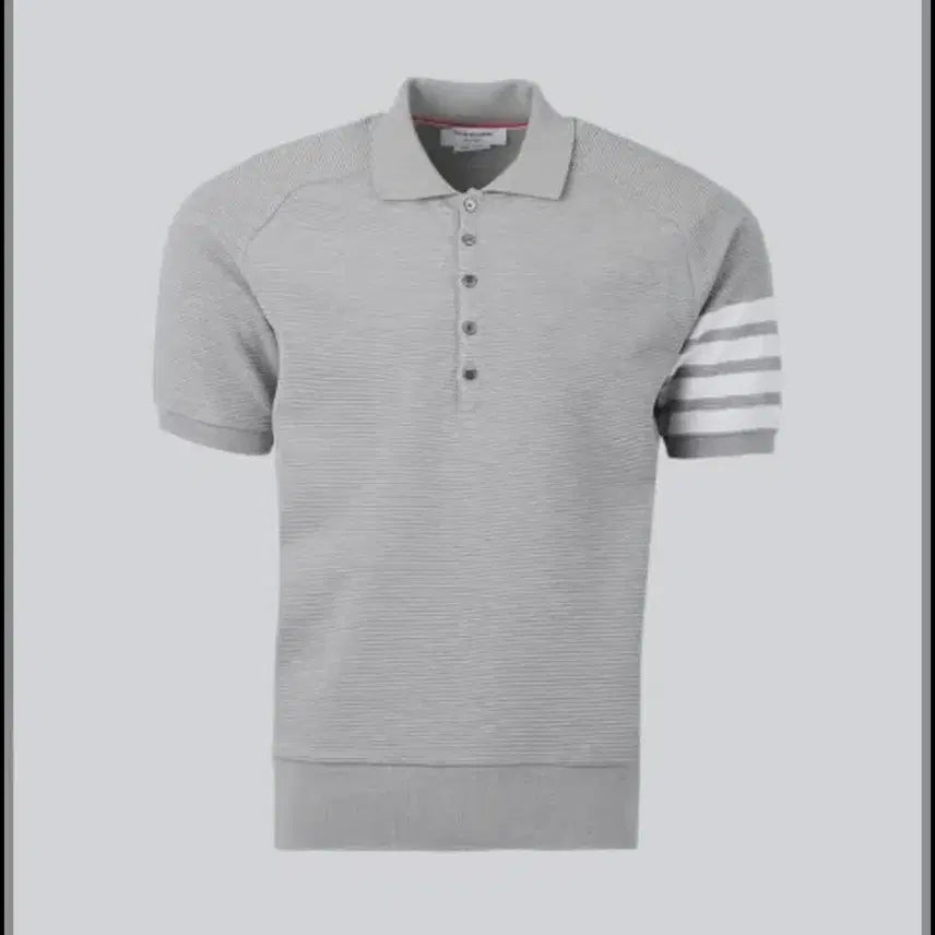 [BUNJANG] Thom Browne Gray Tricolor Band Short Sleeve Polo Shirt / 톰브라운 삼선 완장 그레이 반팔 폴로
