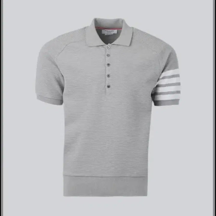 [BUNJANG] Thom Browne Gray Tricolor Band Short Sleeve Polo Shirt / 톰브라운 삼선 완장 그레이 반팔 폴로