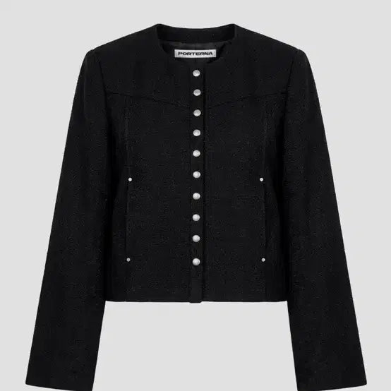 [BUNJANG] Portena Tweed Snap Crop Jacket Black / portena 포르테나 트위드 스냅 크롭 자켓 블랙