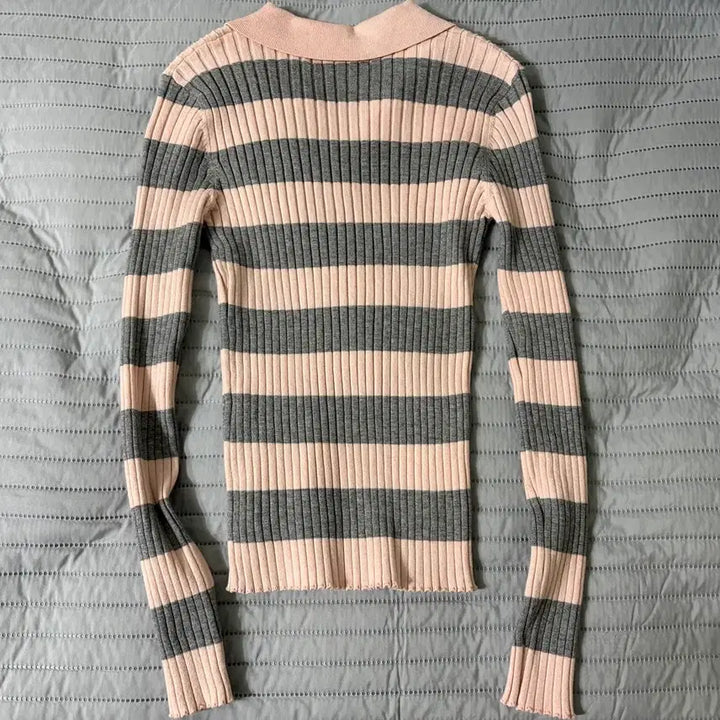 [BUNJANG] Rola Rola Striped Knit Sweater / 로라로라니트(회색분홍배색)