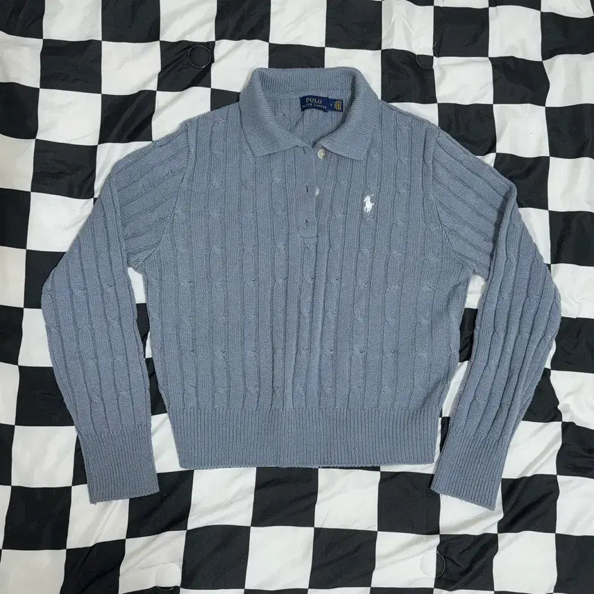 [BUNJANG] Polo Ralph Lauren Cable Knit Cropped Sweater / 폴로 랄프로렌 케이블 크롭 카라 니트