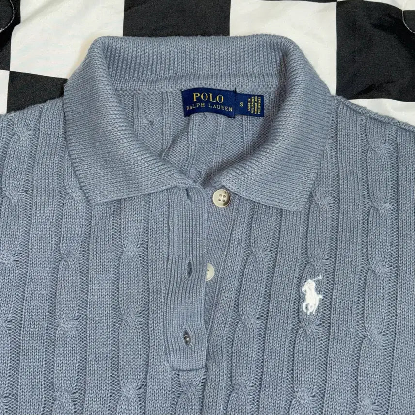 [BUNJANG] Polo Ralph Lauren Cable Knit Cropped Sweater / 폴로 랄프로렌 케이블 크롭 카라 니트