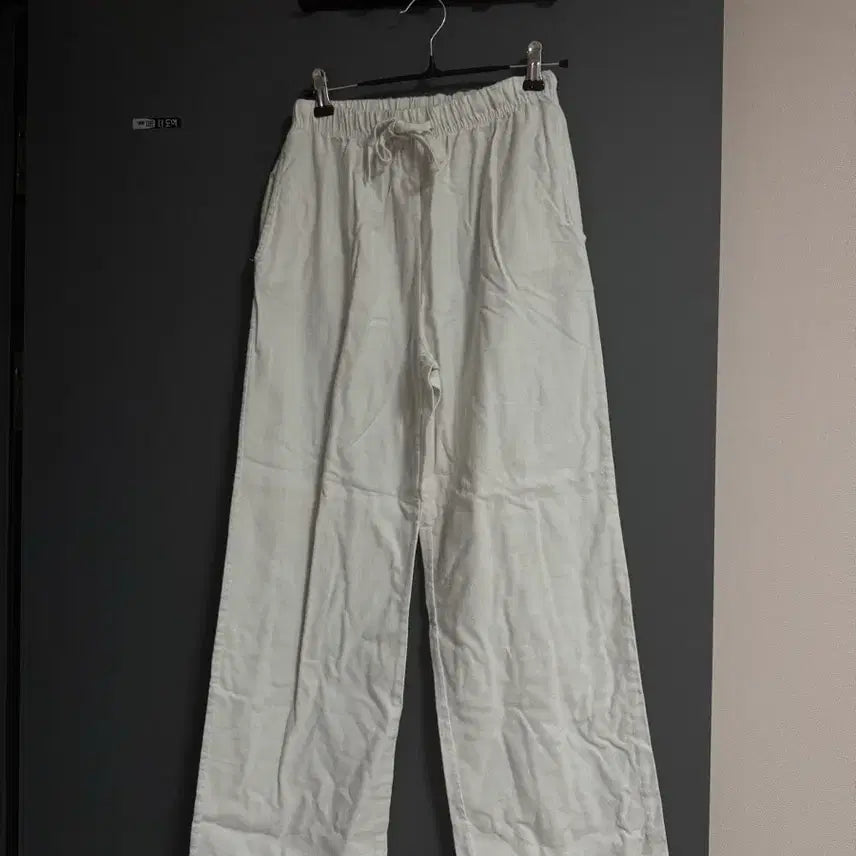 [SOLD OUT] 화이트 와이드 린넨 밴딩 팬츠