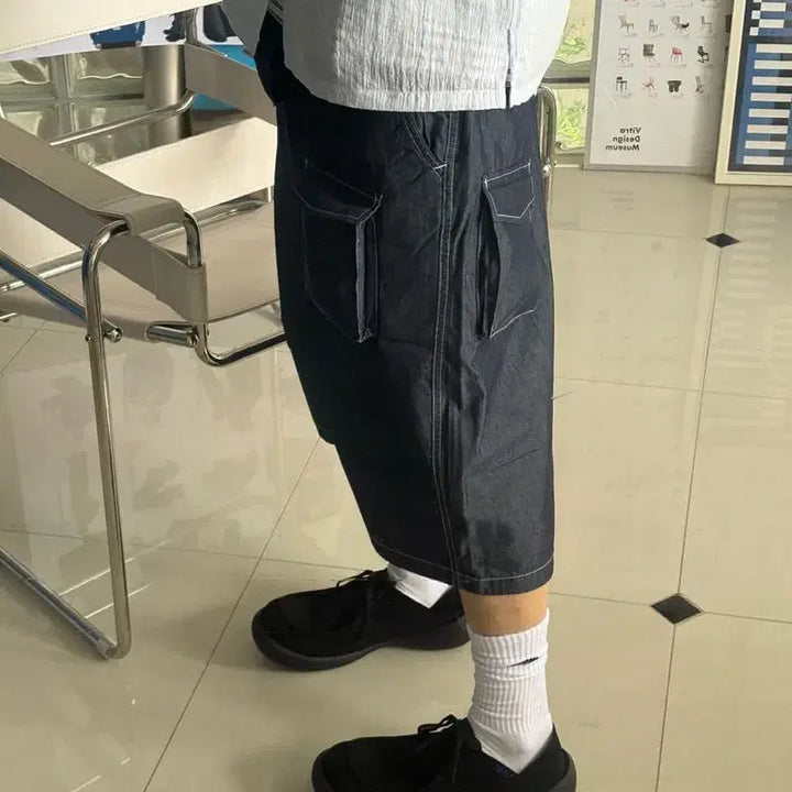 [BUNJANG] GU Utility Shorts Blue / GU 지유 UTILITY SHORTS 유틸리티 반바지