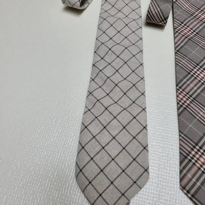 [BUNJANG] Set of 3 Checked Pattern Ties (Ivory, Grey, Brown) / 넥타이 3종 (체크패턴 아이보리, 그레이, 브라운)