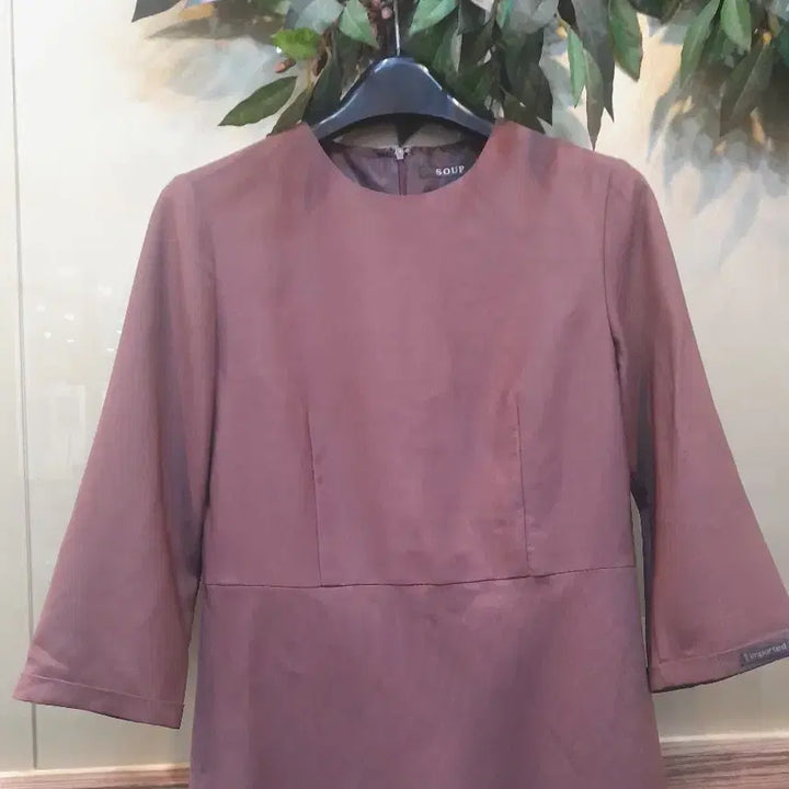 [BUNJANG] SOUP Brown 7-part Sleeve Midi Dress / SOUP 슾 브라운 7부 소매 원피스