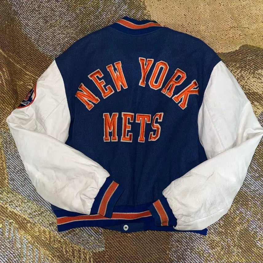[BUNJANG] PYRAMID New York Mets Leather Varsity Jacket / 90s 뉴욕메츠 PYRAMID 야구(mlb) 가죽 바시티 자켓 L