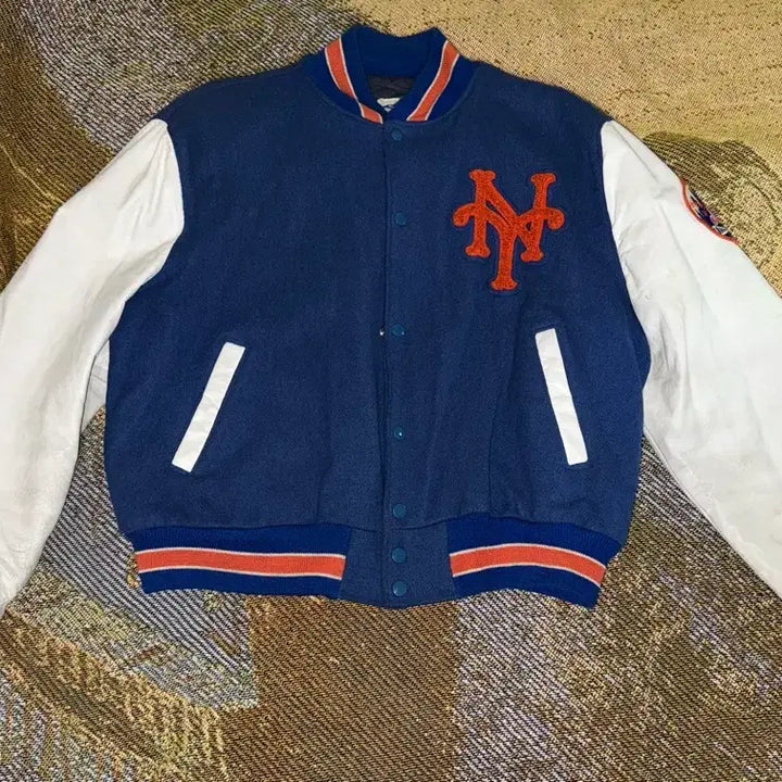 [BUNJANG] PYRAMID New York Mets Leather Varsity Jacket / 90s 뉴욕메츠 PYRAMID 야구(mlb) 가죽 바시티 자켓 L