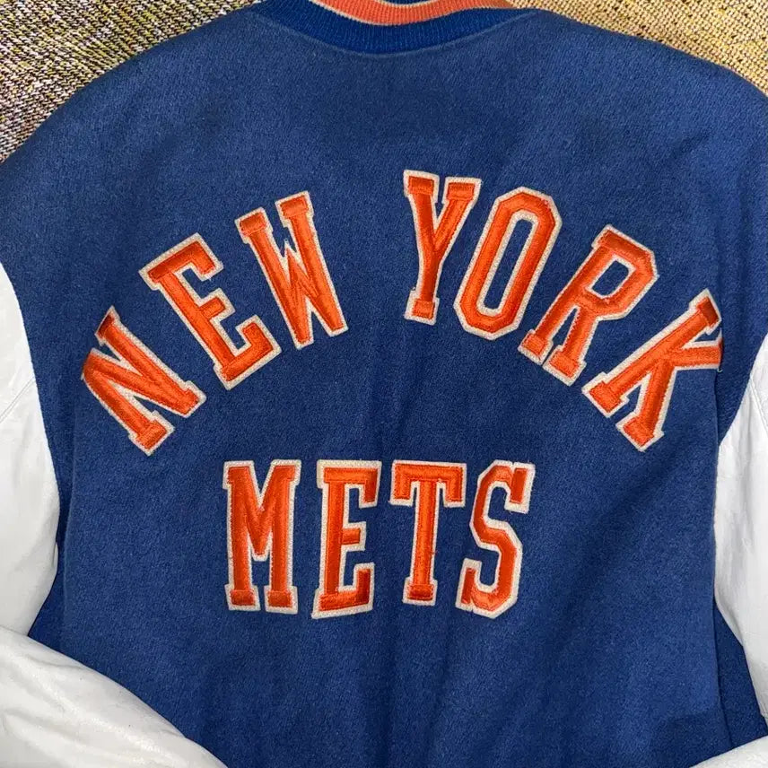 [BUNJANG] PYRAMID New York Mets Leather Varsity Jacket / 90s 뉴욕메츠 PYRAMID 야구(mlb) 가죽 바시티 자켓 L