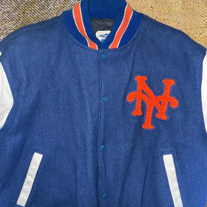 [BUNJANG] PYRAMID New York Mets Leather Varsity Jacket / 90s 뉴욕메츠 PYRAMID 야구(mlb) 가죽 바시티 자켓 L