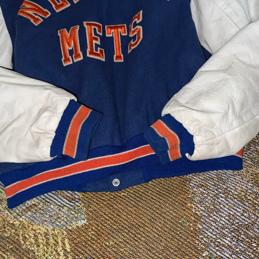 [BUNJANG] PYRAMID New York Mets Leather Varsity Jacket / 90s 뉴욕메츠 PYRAMID 야구(mlb) 가죽 바시티 자켓 L