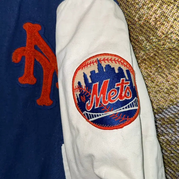 [BUNJANG] PYRAMID New York Mets Leather Varsity Jacket / 90s 뉴욕메츠 PYRAMID 야구(mlb) 가죽 바시티 자켓 L