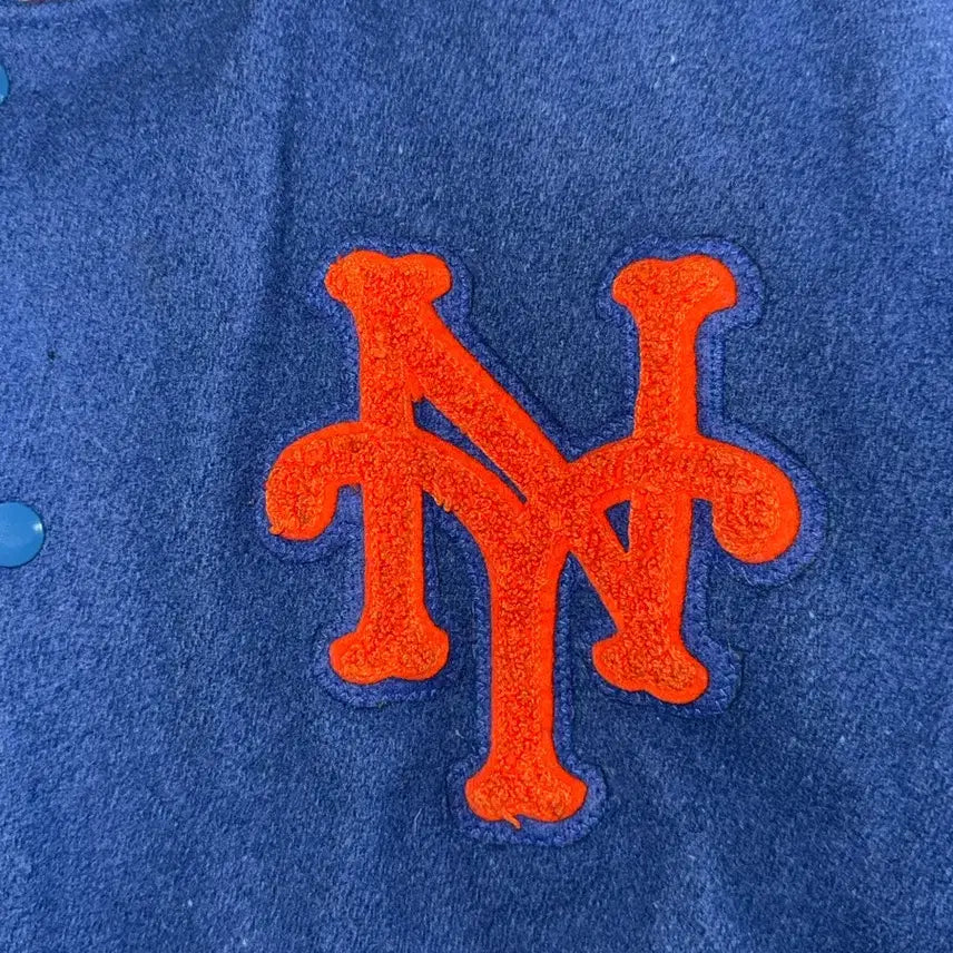 [BUNJANG] PYRAMID New York Mets Leather Varsity Jacket / 90s 뉴욕메츠 PYRAMID 야구(mlb) 가죽 바시티 자켓 L