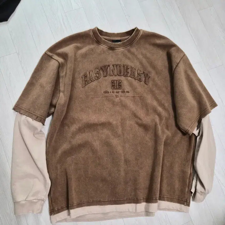 [BUNJANG] Egoist Washed Layered Long Sleeve Beige Size 1 / 이지노이지 워시드 레이어드 롱슬리브 베이지 사이즈 1