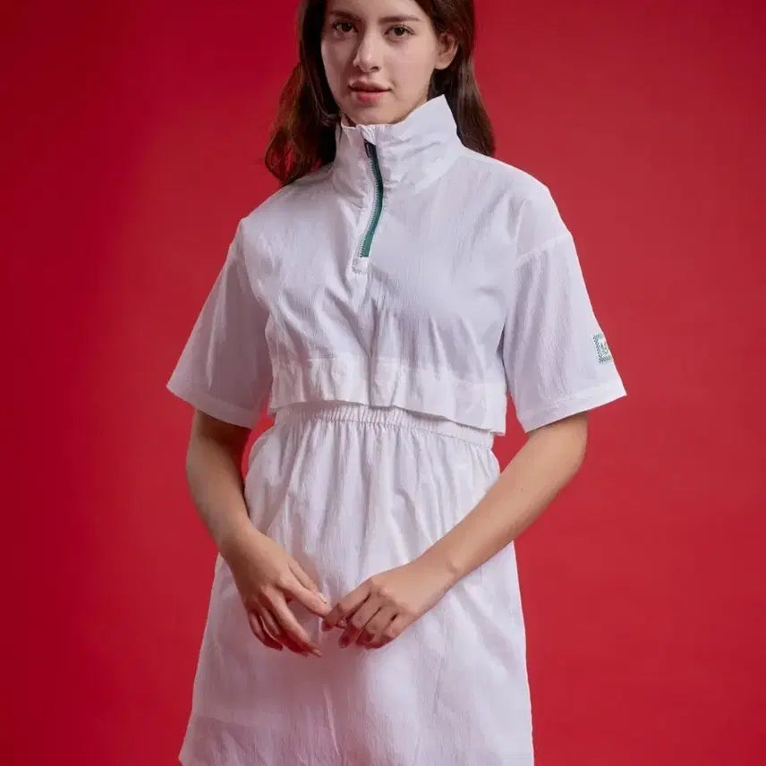 [BUNJANG] Gary &amp; Freckle Anorak Shirring Half-Zip Dress / (새옷) 게리앤프레키/ 아노락셔링 반집업원피스 m(90)