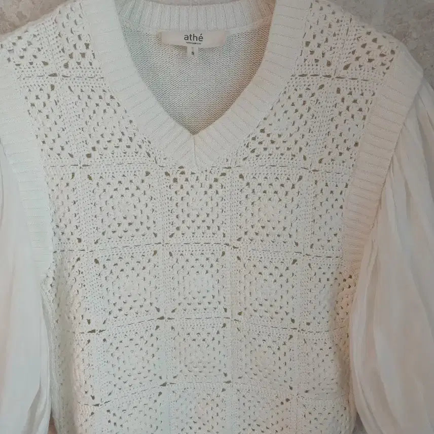 [BUNJANG] Vanessa Bruno Crochet Knit Blouse / 바네사부르노 소매퍼프 크로쉐니트 (주말초특가)