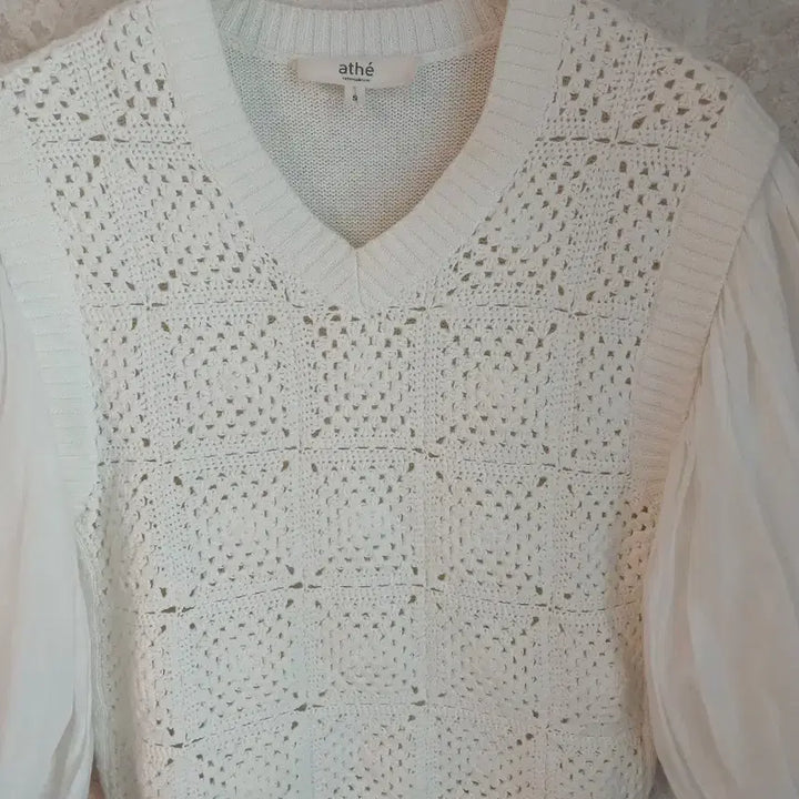 [BUNJANG] Vanessa Bruno Crochet Knit Blouse / 바네사부르노 소매퍼프 크로쉐니트 (주말초특가)