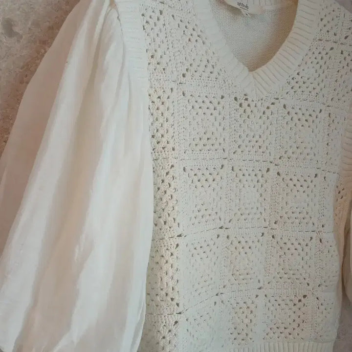 [BUNJANG] Vanessa Bruno Crochet Knit Blouse / 바네사부르노 소매퍼프 크로쉐니트 (주말초특가)