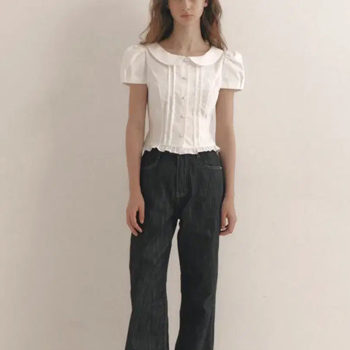 [BUNJANG] Flohm Hani Short Sleeve Blouse White XS / 플로움 하니 반팔 블라우스 화이트 XS(44-55)사이즈 판매합니다.