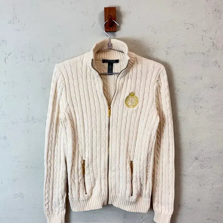 [BUNJANG] Polo Ralph Lauren Ivory Cable Knit Zip-Up Sweater / [XS] 폴로랄프로렌 아이보리 케이블 니트 집업