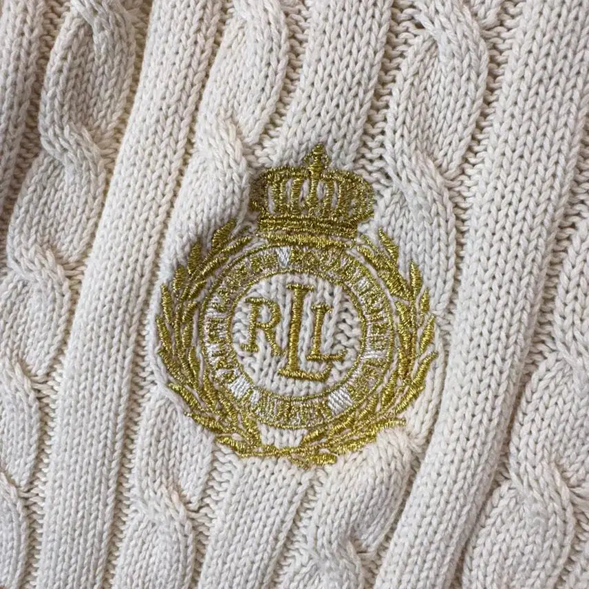 [BUNJANG] Polo Ralph Lauren Ivory Cable Knit Zip-Up Sweater / [XS] 폴로랄프로렌 아이보리 케이블 니트 집업