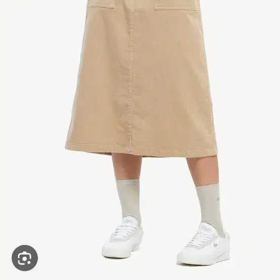 [BUNJANG] Lacoste Basic Solid Cotton Midi Skirt / 라코스테 기본 탄탄 면스커트