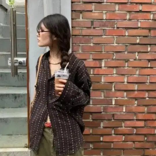 [BUNJANG] Moraehouse Swedish Pattern Shirt Brown / 모래하우스 스웨덴 패턴 셔츠 브라운