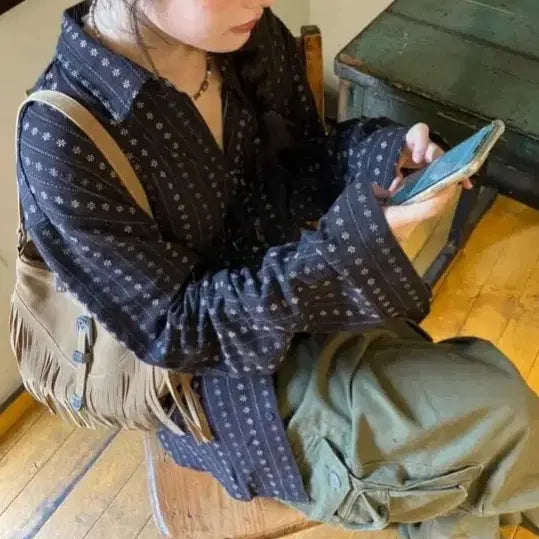 [BUNJANG] Moraehouse Swedish Pattern Shirt Brown / 모래하우스 스웨덴 패턴 셔츠 브라운