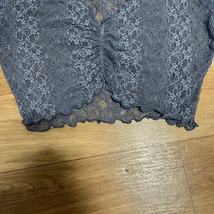 [BUNJANG] Blue Lace Crop Top / 블루 레이스 크롭 티셔츠