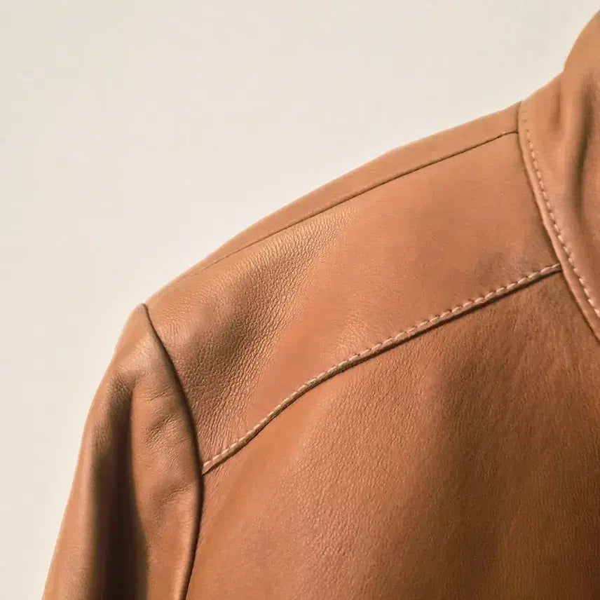 [BUNJANG] Anne Klein Genuine Lambskin Leather Stand Collar Jacket / [ANNE KLEIN] 앤클라인 최고급 양가죽 스탠드카라 자켓