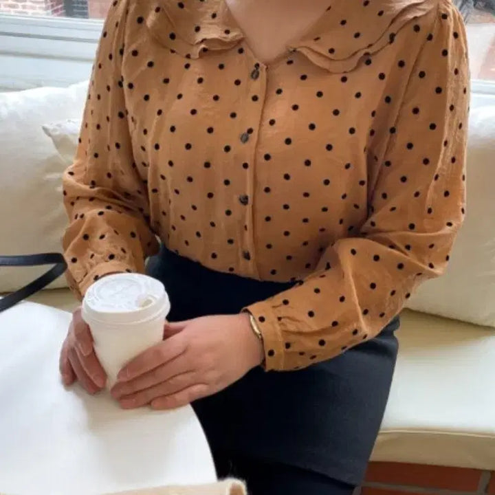 [BUNJANG] Big Size Sheer Big Collar Blouse / 99~100 빅사이즈 시스루 빅카라 블라우스