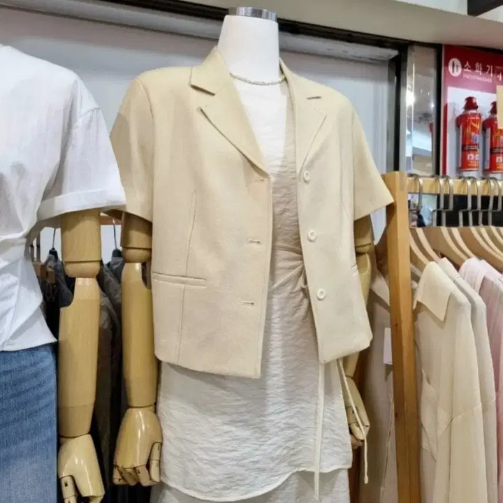[BUNJANG] Unbranded Cream Short Sleeve Jacket / (국내제작) 반팔 자켓