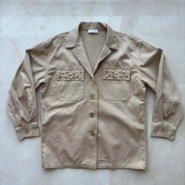 [BUNJANG] Sandro Pearl Embellished Shirt Size 40 / Sandro 진주 장식 셔츠 40사이즈