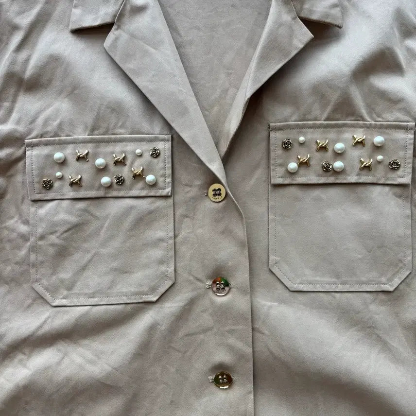 [BUNJANG] Sandro Pearl Embellished Shirt Size 40 / Sandro 진주 장식 셔츠 40사이즈