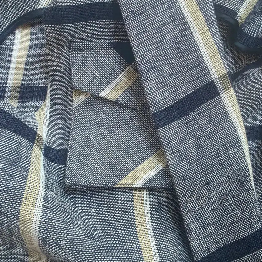 [BUNJANG] Check Pattern Linen Long Vest / 고급 체크 패턴 린넨  롱 베스트