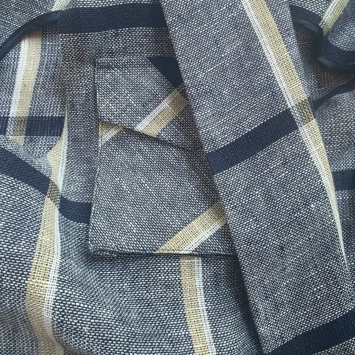 [BUNJANG] Check Pattern Linen Long Vest / 고급 체크 패턴 린넨  롱 베스트
